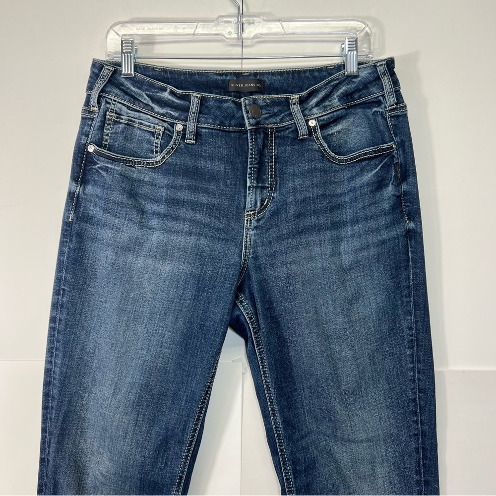 Suki Mid Rise Americana Capri Silver Jeans 32 Suki American Flag Embroidered - Picture 6 of 16